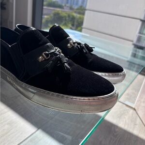 Balmain Black and Silver Loafers